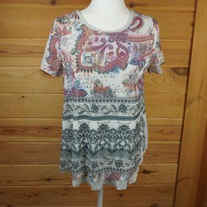 Sundance Sheer Layered Paisley Floral Top‎ Size Large